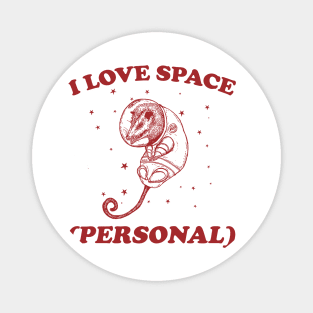 i love space ( personal ) - Retro Cartoon T Shirt, Possum Meme Magnet